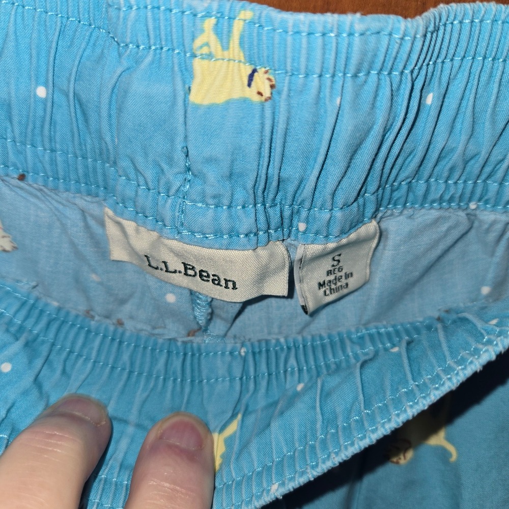 LL Bean Womens Blue Labrador Dog Polka Dot Pajama Pants Cotton Size S Regular - Picture 2 of 4